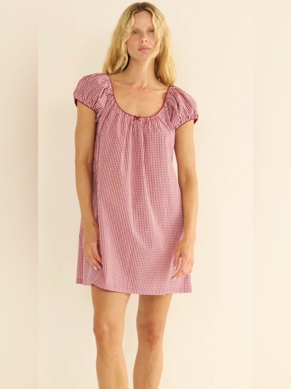 DÔEN JULIA Dress In Red MULBERRY LA MADDALENA GINGHAM size Medium M NWT